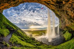 Sunset through Seljalandsfoss' Eye