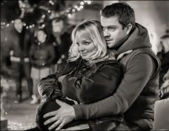 Candid shot of a couple watching a bondfire